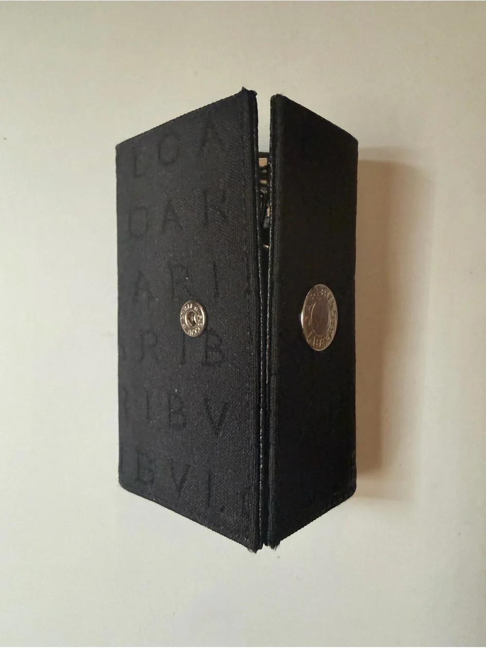 Bulgari Logo Mania Black 6-ring Key Case with Silver Logo